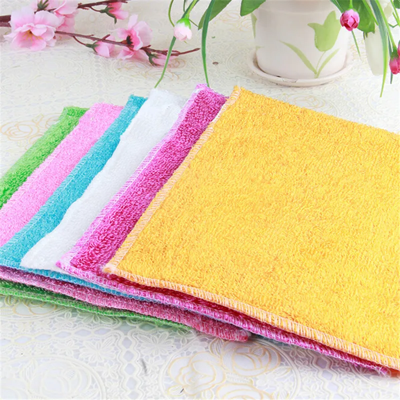 10Pcs/Lot Dish Cloth Bamboo Fiber High Efficient Anti-grease Cleaning Towel Washing Towel Magic Kitchen Cleaning Wiping Rag