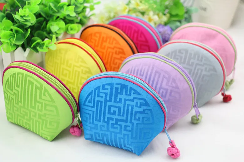 20pcs High End Small Zipper Shell Coin Purse Chinese Gift Packaging Bag Natural Mulberry Silk Jewelry Pouch Chinese Favor Box