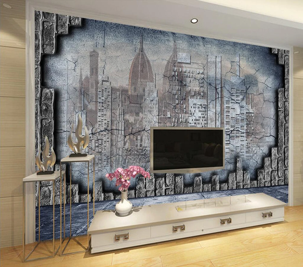 Decorative wallpaper 3D building background wall