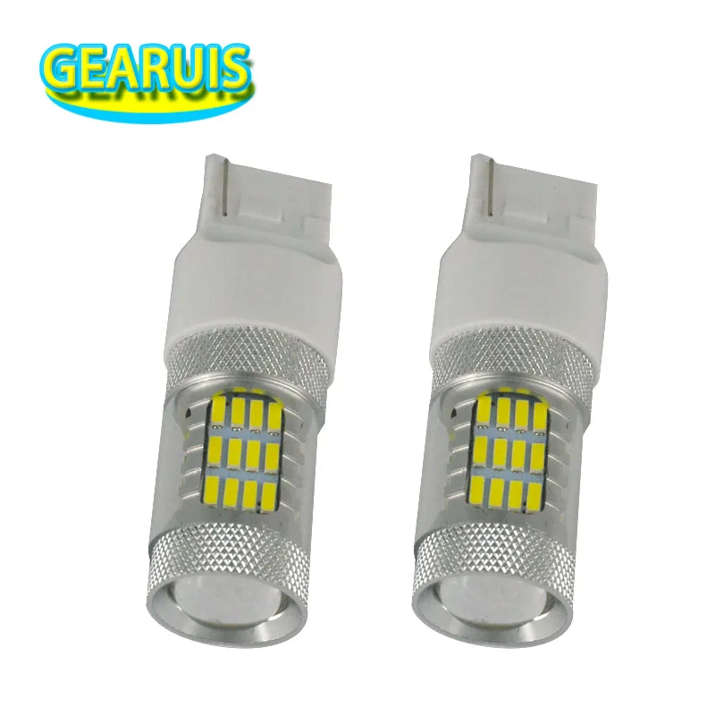 50 pcs Super bright W21W T20 7440 56 smd 4014 levou Lente 7443 w21/5 w Acender as luzes de sinal luz de freio reverso luzes DRL