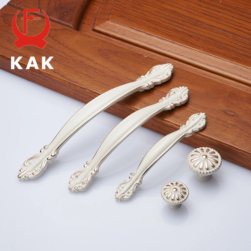 KAK European Zinc Alloy Cabinet Handles Wadrobe Door Pulls Drawer Knobs Kitchen Cupboard Handles Furniture Handle Hardware