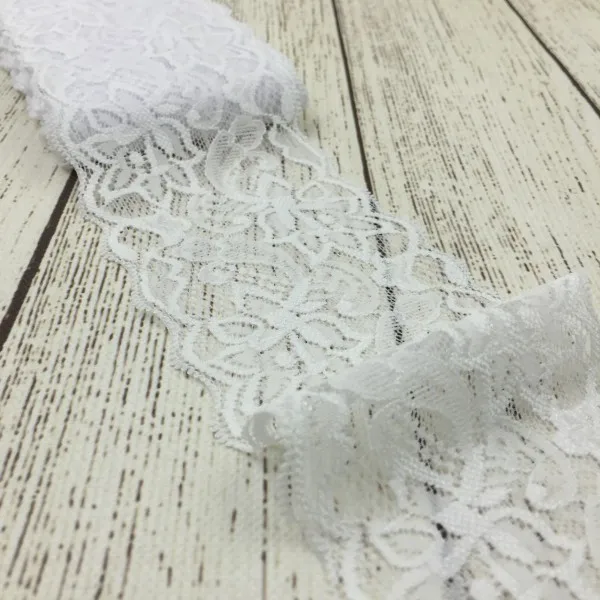 

Retail 1pack=10yards WHITE 3" Lace Trim Ribbon By the Yard for Kids Headbands Elastic Lace Trim for Girls Hair Accessories