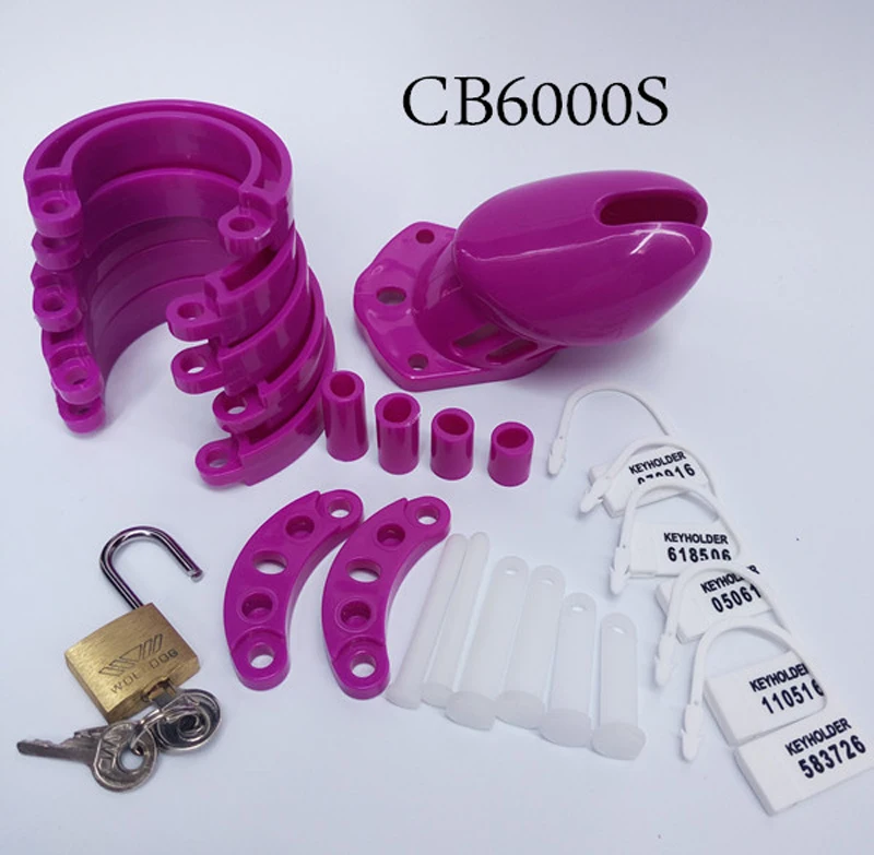 Purple plastic CB6000S small cock cage belt male wearing strap on penis lock chastity device strapon adult men sex product