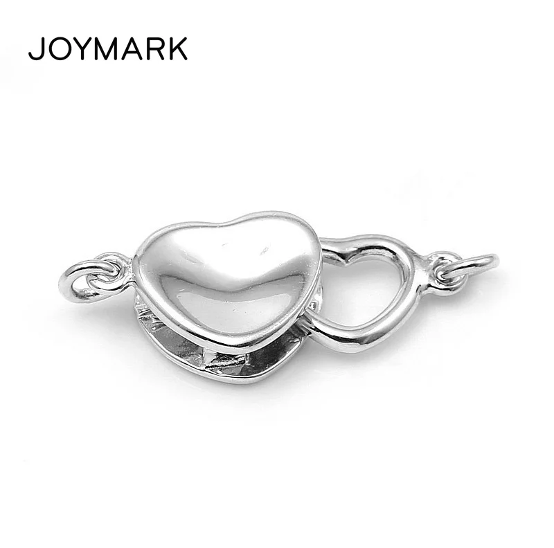 Double Heart 925 Sterling Silver Clasps Connector Jewelry Accessory For DIY Pearl Semi-precious Stone  Trendy Jewellery SC-CZ099