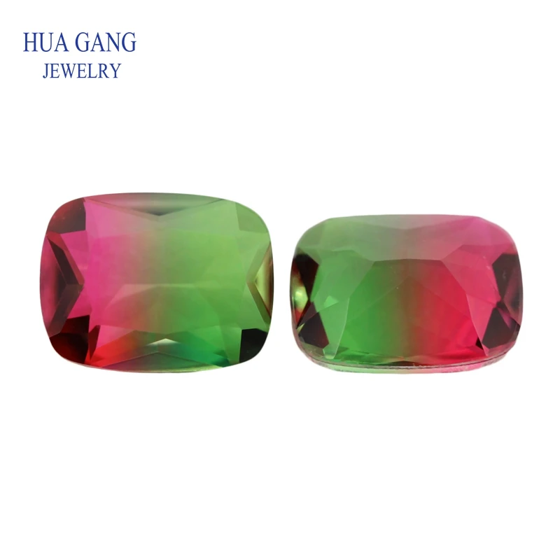 Baguette Shape Watermelon Tourmaline Stone Synthetic Glass Loose beads Size 4x6mm-13x18mm For Jewelry Making