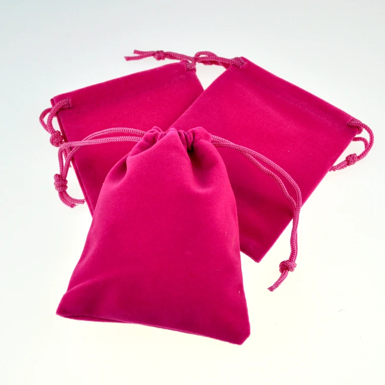 50pcs/lot Hot Pink Color Velvet Bags 9x12cm Pouches Jewelry/MP3 Packing Bags Christmas/Candy/Wedding Gift Bags Free Shipping