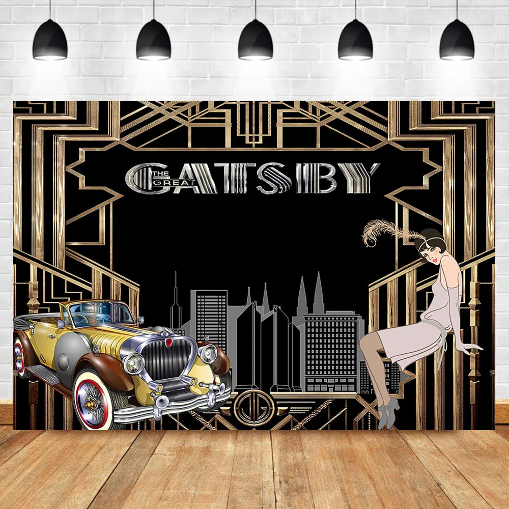 

The Great Gatsby Backdrop 1920's Retro Flapper Girl Photography Background Vinyl Gatsby Theme Party Banner Backdrops