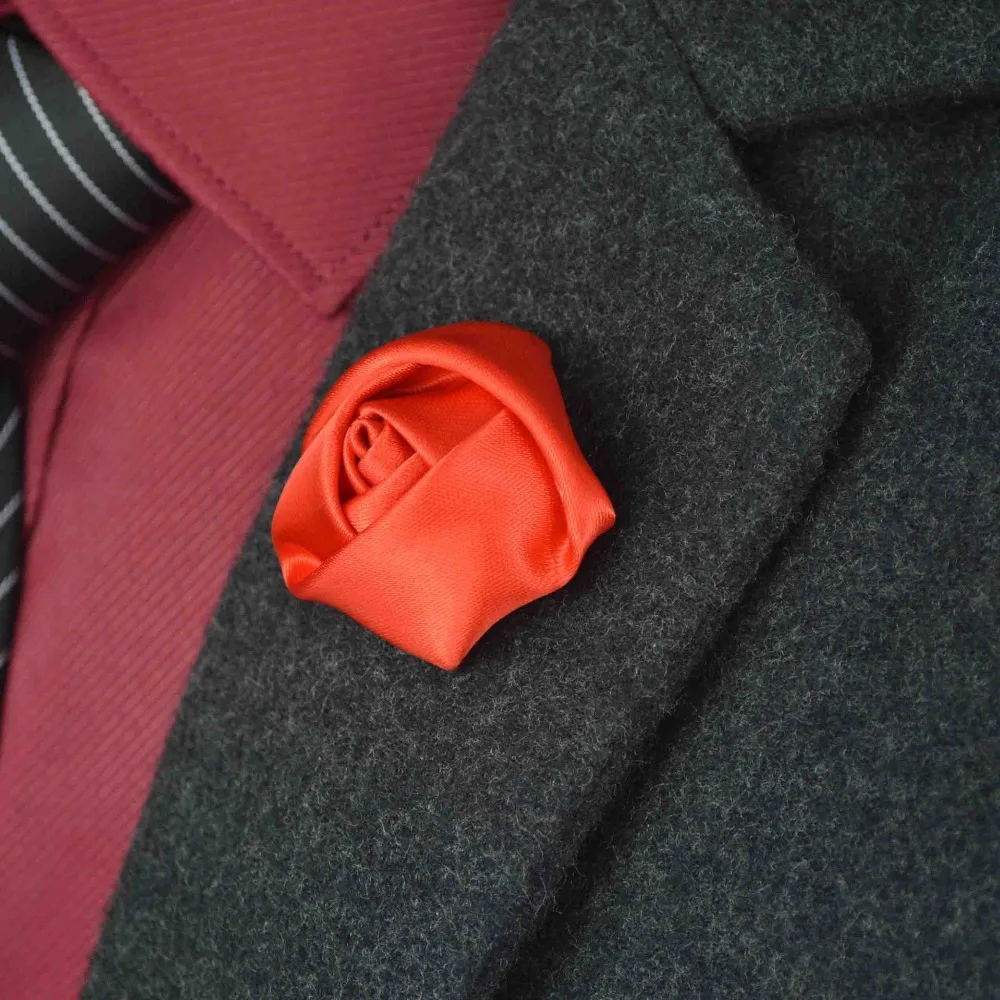 Free shipping , 20 pcs/lot , Mens Flower Lapel - Men's Rose Lapel Pin - Wedding Boutonniere - Satin Lapel Pin - Lapel Flower