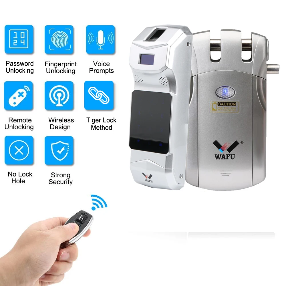 Wafu 019-cerradura de puerta inteligente, dispositivo de cierre con contraseña, Bluetooth, Control remoto, Invisible