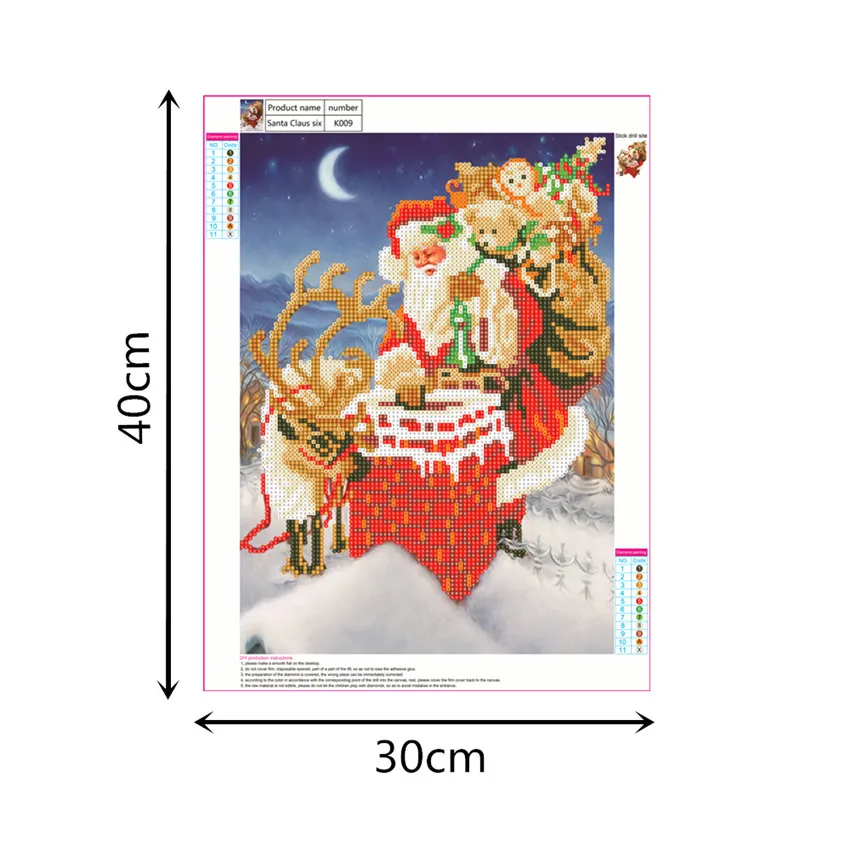 Needlework Diamond Painting Father Kerst Gifts Chimney 5D DIY Cross Stich Wall Decor K009 Partial 30X40 Canvas Paper Bag Round