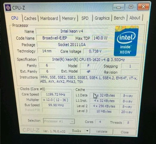 E5-1620V4 Original Intel Xeon OEM version E5 1620V4 3.50GHZ 4-Core 10MB E5-1620 V4 140W E5 1620 V4 LGA2011-3 free shipping