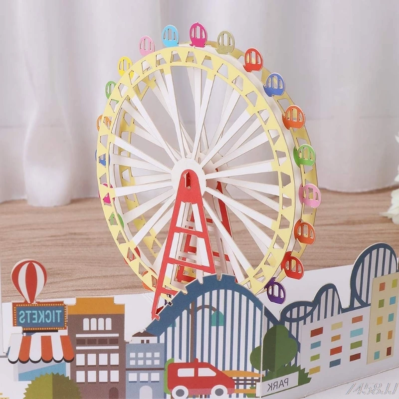 38 Styles Floats 3D Pop Up Ferris Wheel Cake Star Moon Ice Castle Greeting Card Valentine Christmas Envelope Birthday Invitation