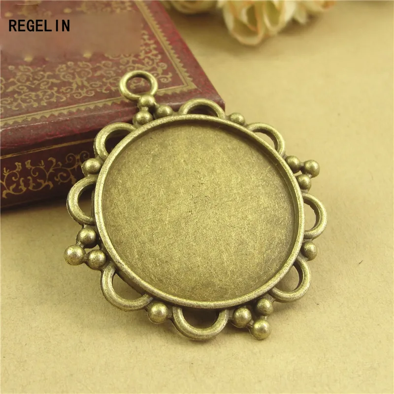 REGELIN High Qualtity 10pcs/lot Vintage Antique Bronze/Antique Silver Round fittings Retro tap fit 30mm diy Jewelry Making