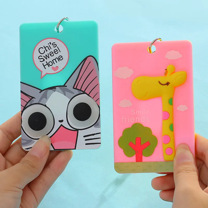 PVC Card Holder Credit Card Bus Card Case Hot Sale Cute Cartoon Panda DT Wuck Monster Design Key Holder Ring Bag Accessories KT5