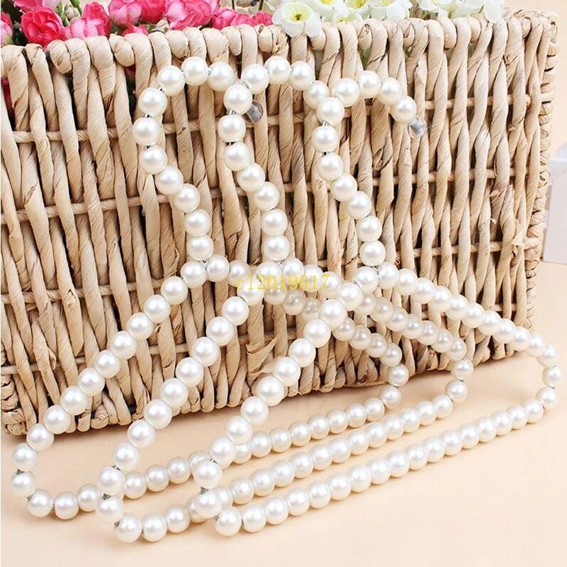 

20cm Plastic Pearl Beaded Clothes Dress Coat Hangers Wedding For Pet Kid Children Save-Space Storage Organizer