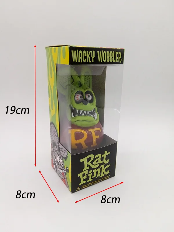 High quality PUNK RF Rat Fink Action Figure Doll 19cm terror cartoon Halloween key chain d12