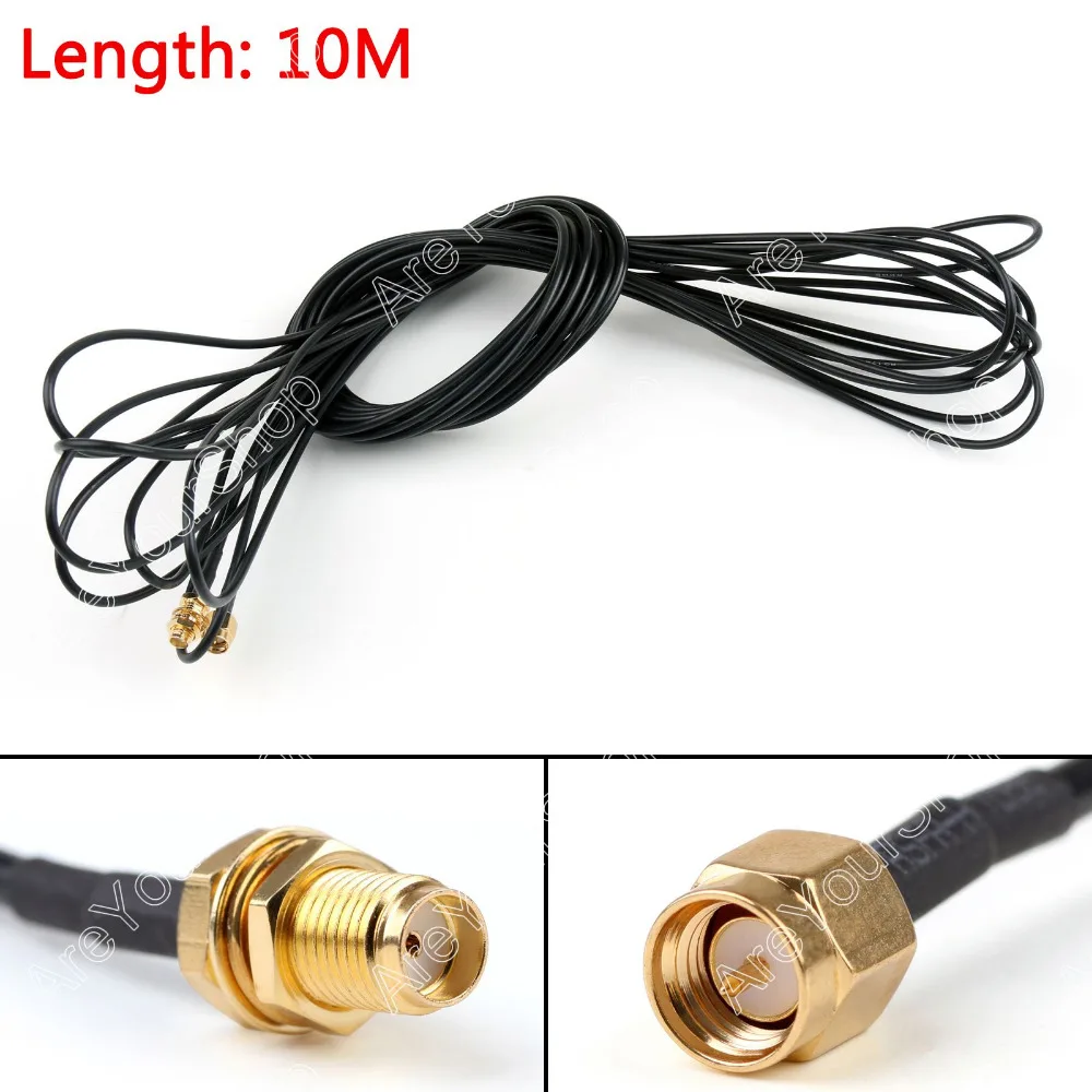 Areyourshop Sale 10m RG174 Cable SMA Male Plug To SMA Female Jack Bulkhead Coax Pigtail