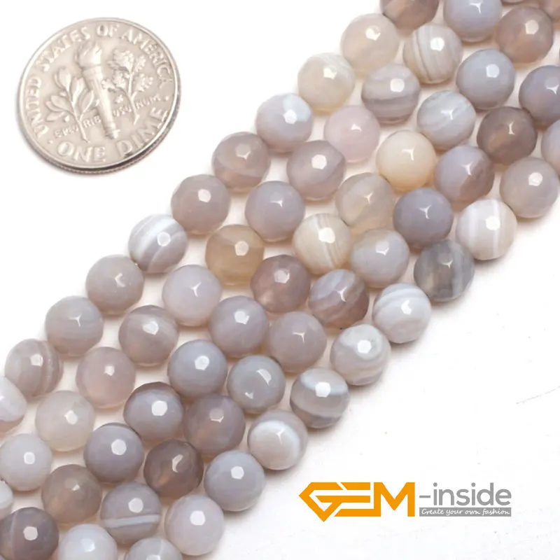 6mm 8mm 10mm Round Faceted Banded Stripe Agates Bead For Jewelry Making Strand 15\