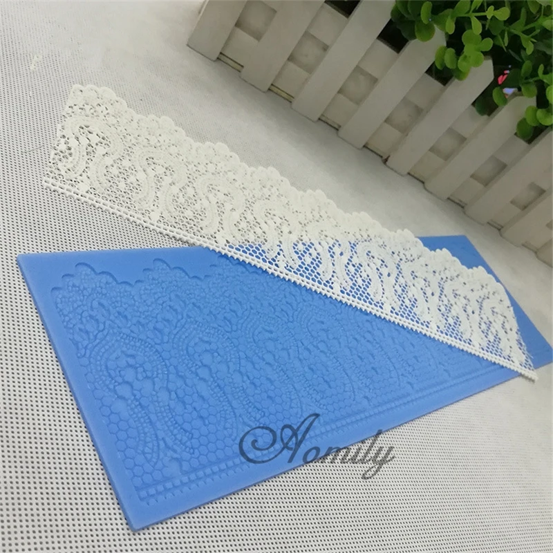 Aomily Silicone Lace Flower Wedding Cake Beautiful Flower Lace Fondant Mold Mousse Sugar craft Icing Mat Pad Pastry Baking Tool