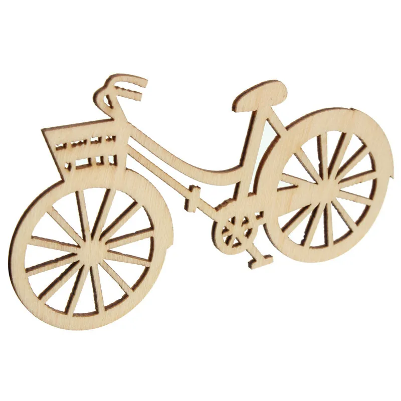 10-50pcs Wooden Bicycle Bike Cutout Veneers Slices DIY Crafting Ornament Theme Wedding Party Home Decoration Gift Drop Shipping