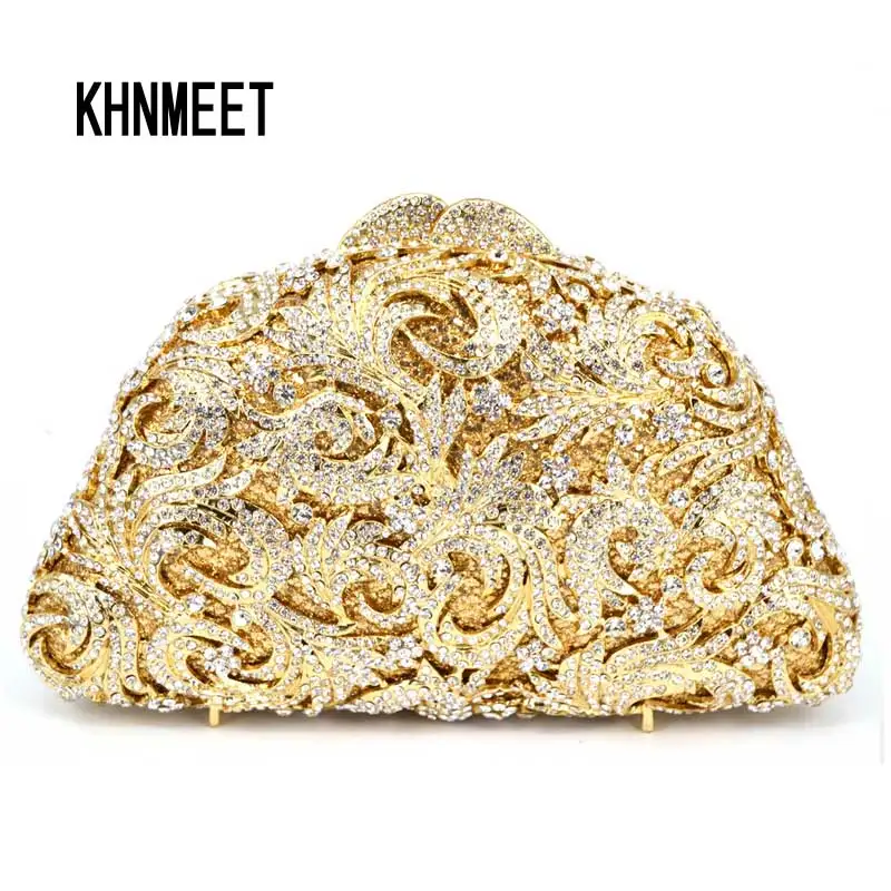 

KHNMEET Newest Fashion Red Flap Clutch Crystal Diamond Diamante Stone Evening Bag Ladies Luxury Clutch Bag Women Handbags SC522