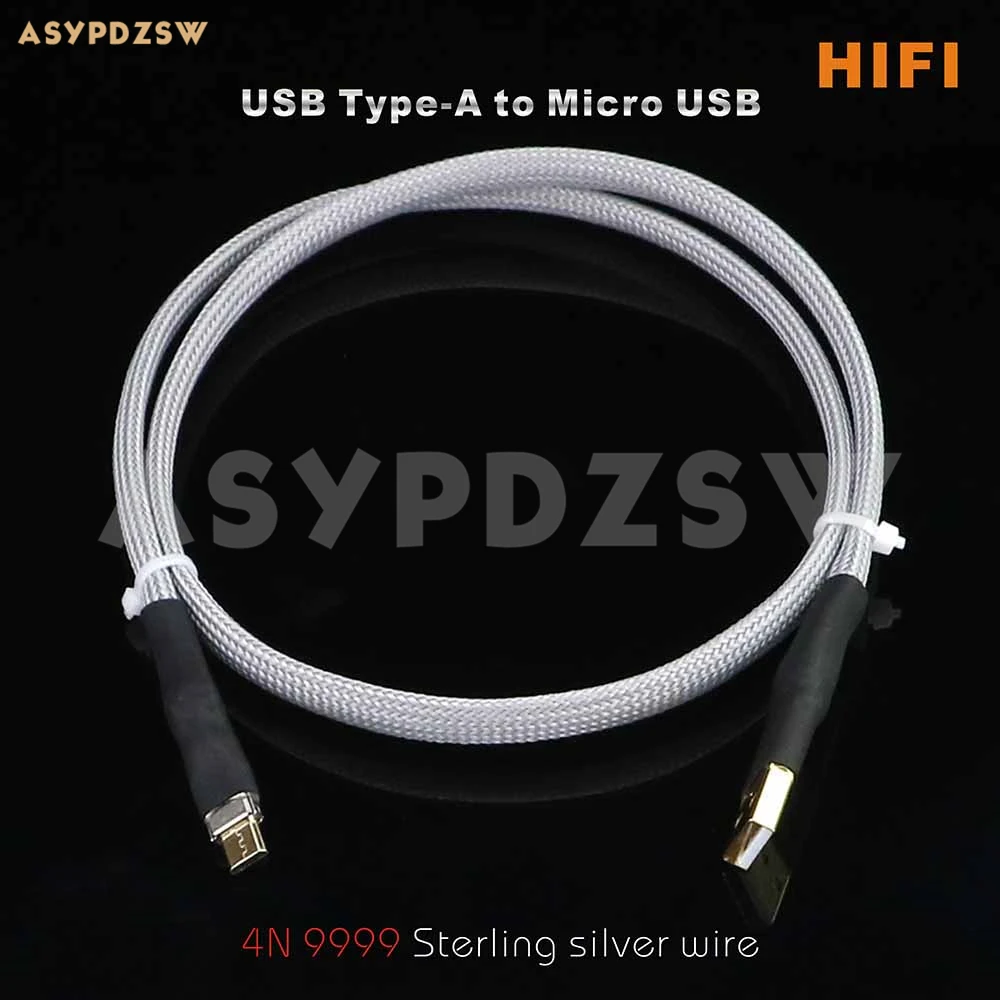 HIFI DIY 4N Sterling silver DAC decoding Male USB Type-A to Micro USB Data/charging cable 70cm/1.2M/2M