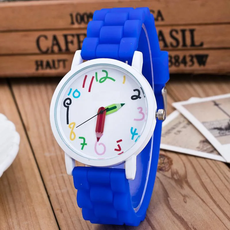 Montres en silicone pour enfants, pointeur crayon, montre-bracelet à quartz pour étudiants, cadeau, livraison directe, dg88