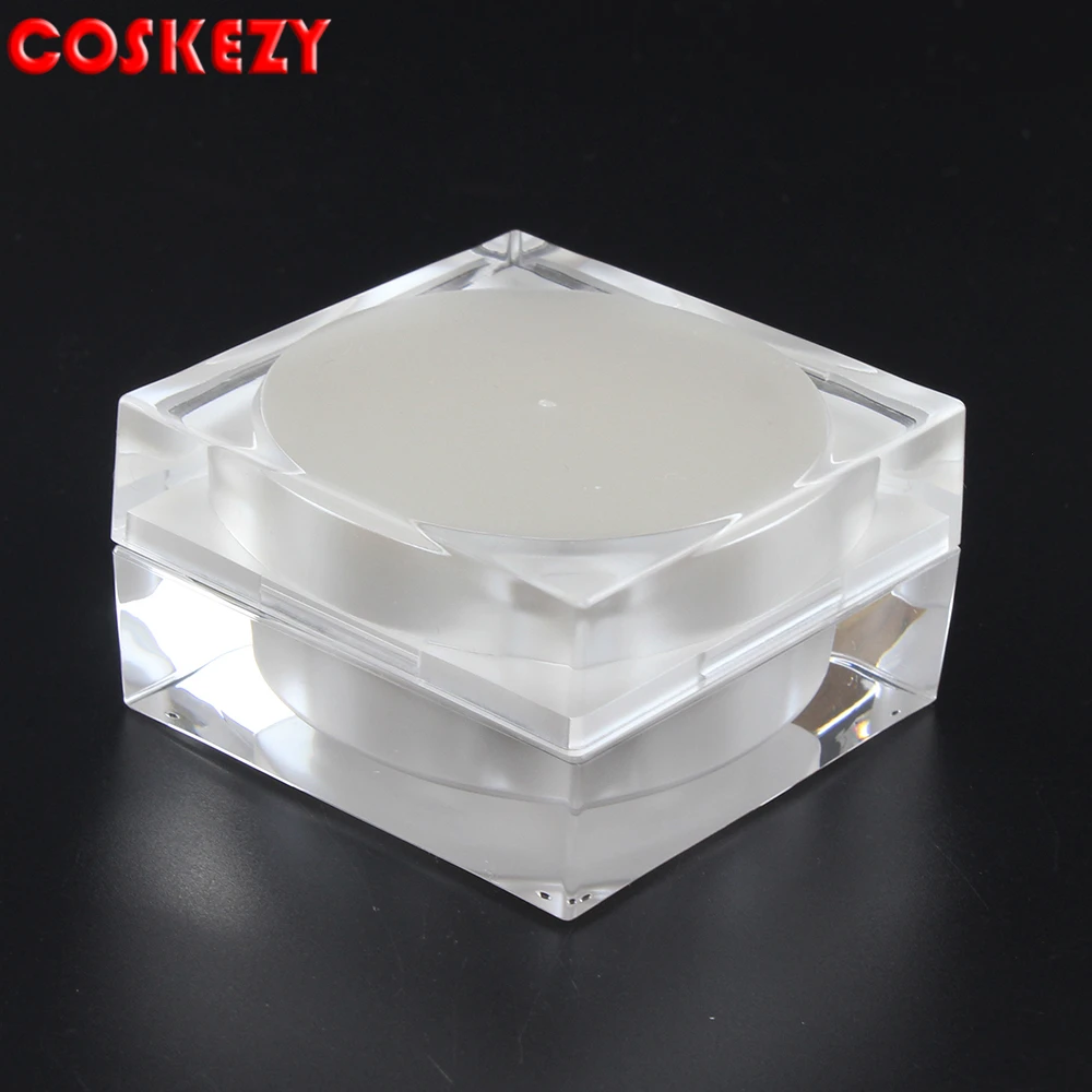 Wholesale 30g acrylic cream jar, 1 oz square pearl white acrylic cream containers for packaging