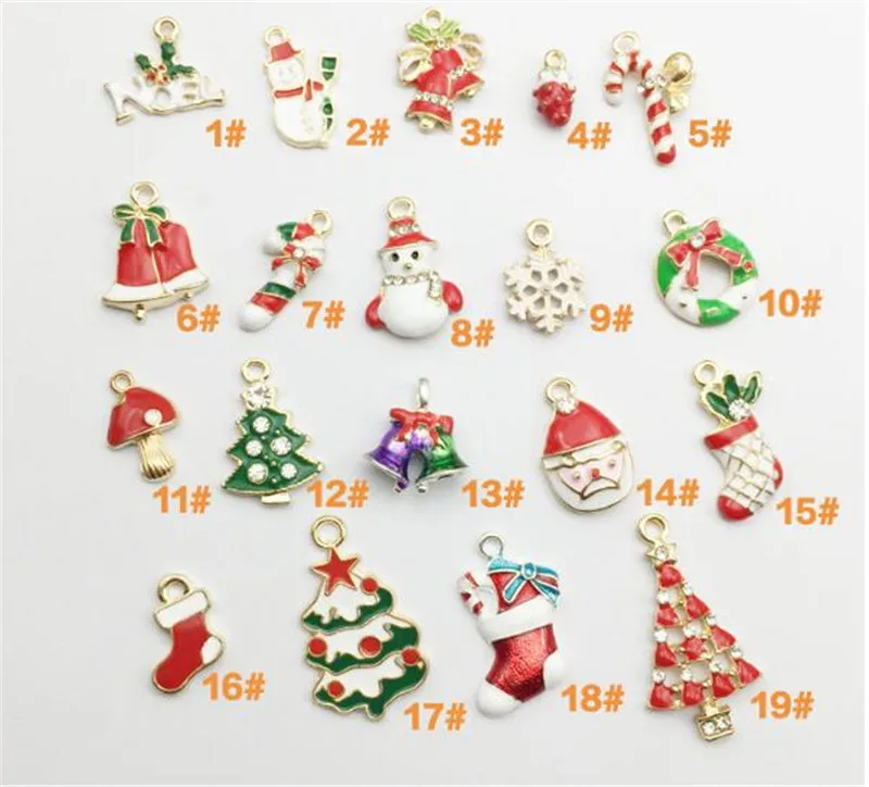 New 120sets 19 pcs set NewYear Metal Alloy Christmas Charm Decor Set Xmas Pendant Drop Ornaments Hanging Christmas Decoration