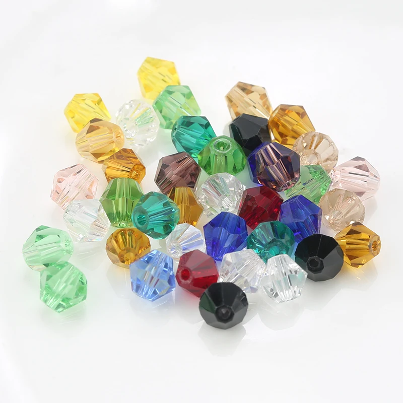 Top quality 6mm Bicone beads Crystal Jewelry beads charms fashion Glass Beads Loose Spacer Beads for DIY Jewelry Making 50pcs