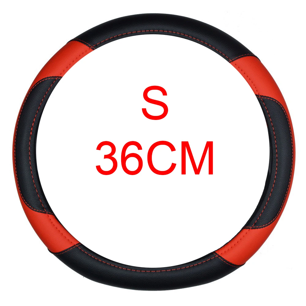 DERMAY 36cm Red Black Steering Wheel Cover PU Leather Size S for Honda Civic Ciimo Jade SUZUKI Alto LINGYANG NISSAN Juke etc.