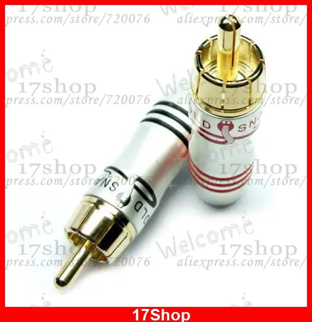 20PCS Gold Plated RCA Male plug for TV CCTV Audio Video Speaker Cable Welding