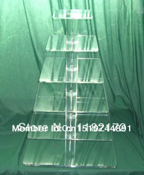 Exquisite clear acrylic cake tower/` 6 Tier square Layout Beautiful Acrylic Cupcake Stand Party / Wedding / Festival Supplies