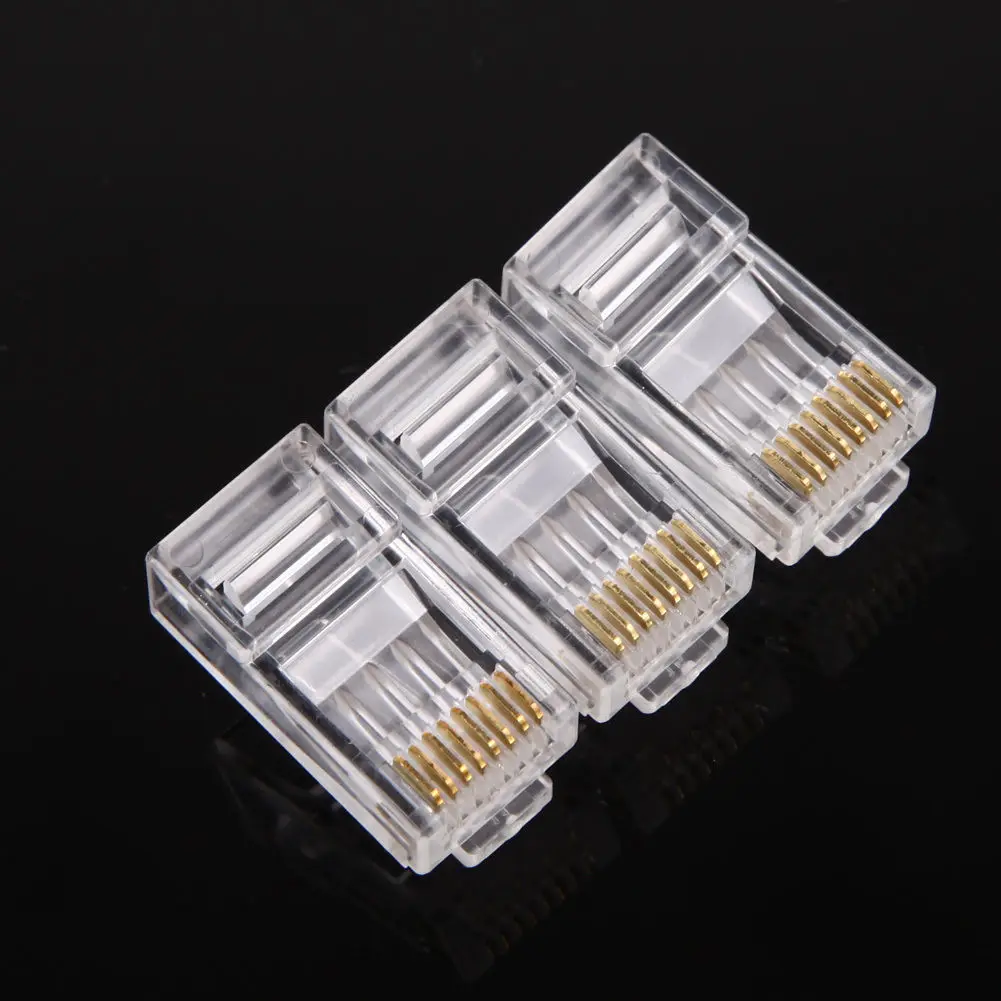 100 Pieces RJ45 Modular Plug Network Connector For UTP Cat5 Cat5e Cable Heads