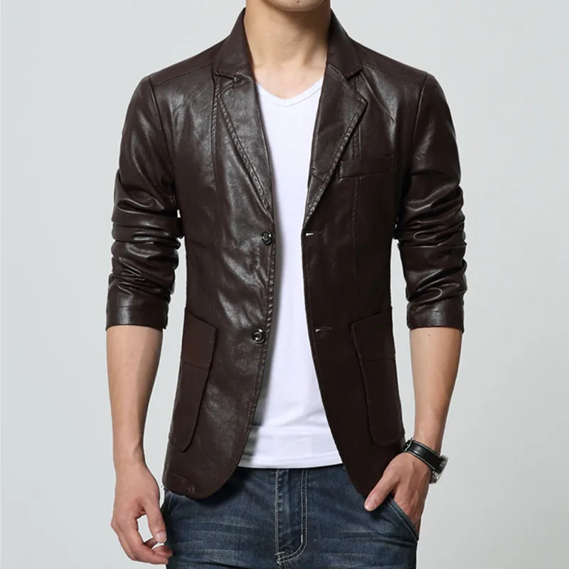 Chaqueta de cuero para hombre, abrigo ajustado, talla grande, nuevo estilo, 2021, M-7XL