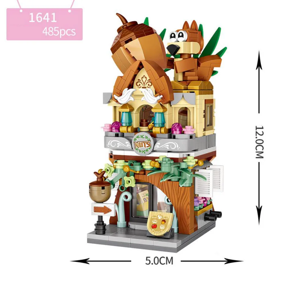 Creative City Street View Mini Block Nuts Candy Sweet Shop Toyshop Game Room Building Bricks Educational Toys For Children Gift