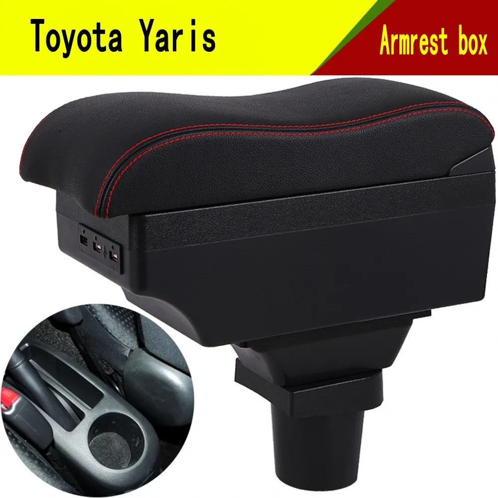 

For Car Toyota Yaris Vitz Armrest Box Central Content Interior Arm Elbow Rest Storage Case Car-styling with USB Cup Holde