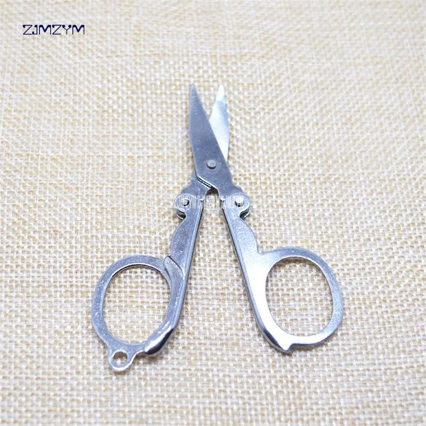 1Pc Hot Sale Home Portable Folding Stainless Steel Scissors Mini Folding Scissors Travel Scissors Color Silver  4.5*2.2cm