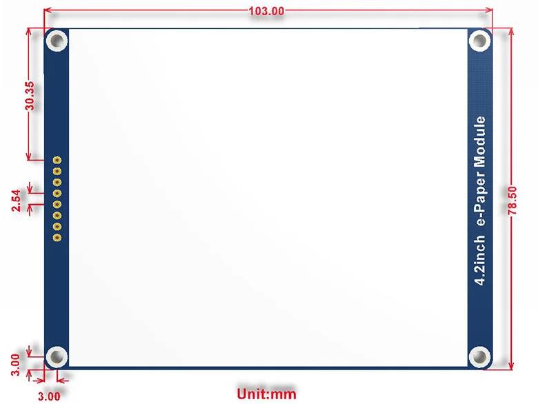 4.2inch E-Ink Display Module 400x300 E-paper Module Red Black White Three-color SPI Interface No Backlight Ultra low consumption