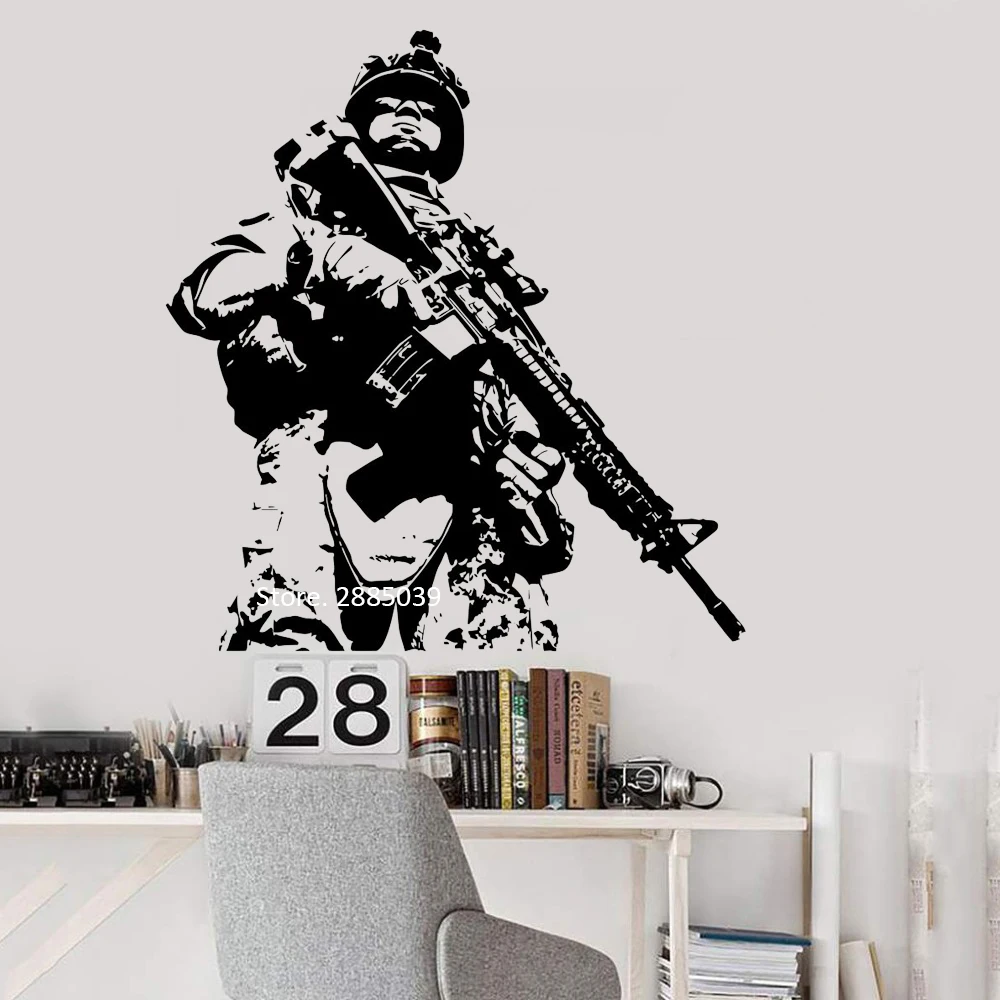 Hot Selling US Soldier Murals Art Wall Vinyl Decor Wall Stickers Marine Army Military Guaranteed Top Quality Wall Decals LC1056