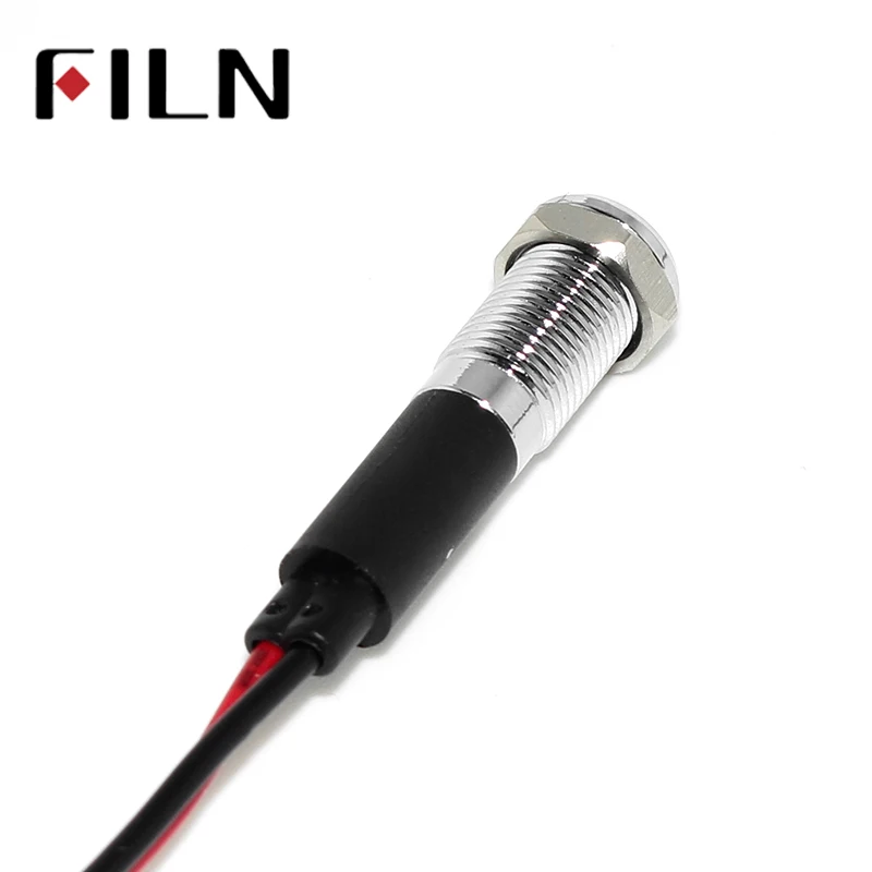 FILN-Dashb de advertencia de 8mm, luz indicadora led de 12v con cable de 20cm con símbolo, rojo, amarillo, blanco, azul y verde