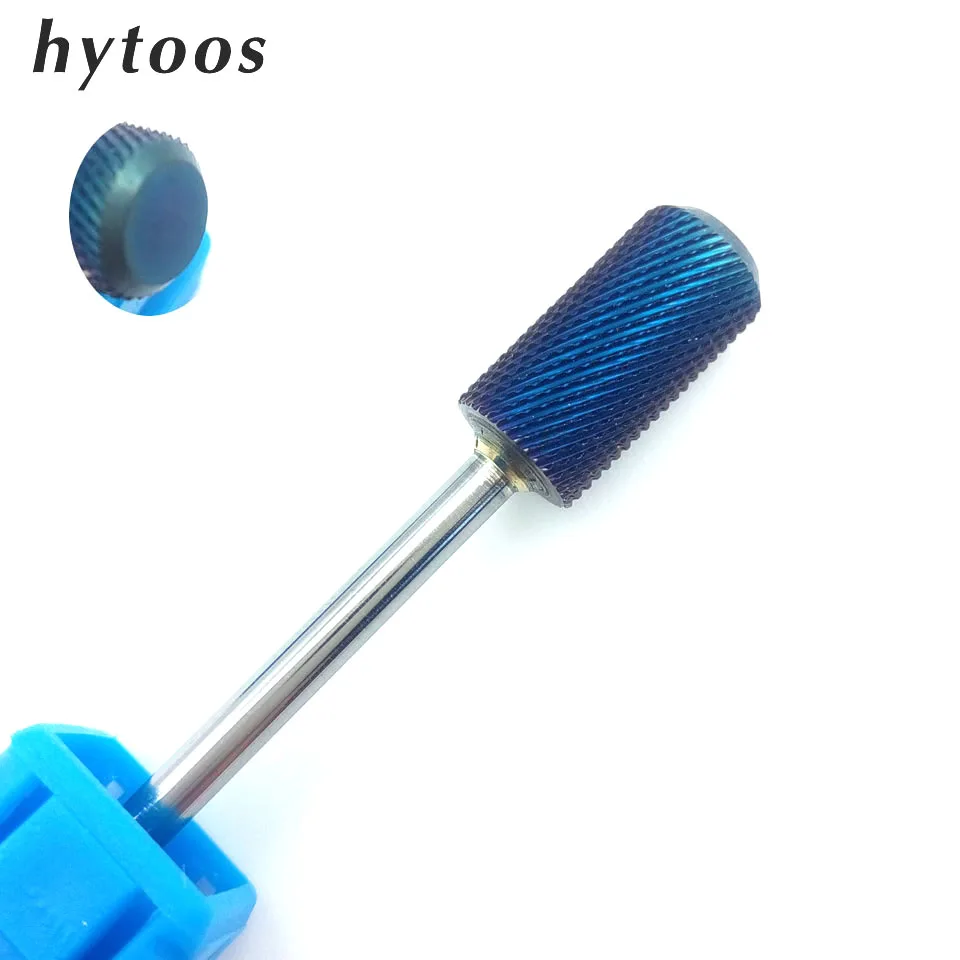 HYTOOS Blauer und Regenbogen-Nagelbohrer, 3/32 Zoll, Wolframkarbid-Grate, Maniküre-Bits, Bohrzubehör, Fräser, Nagelkunstwerkzeuge