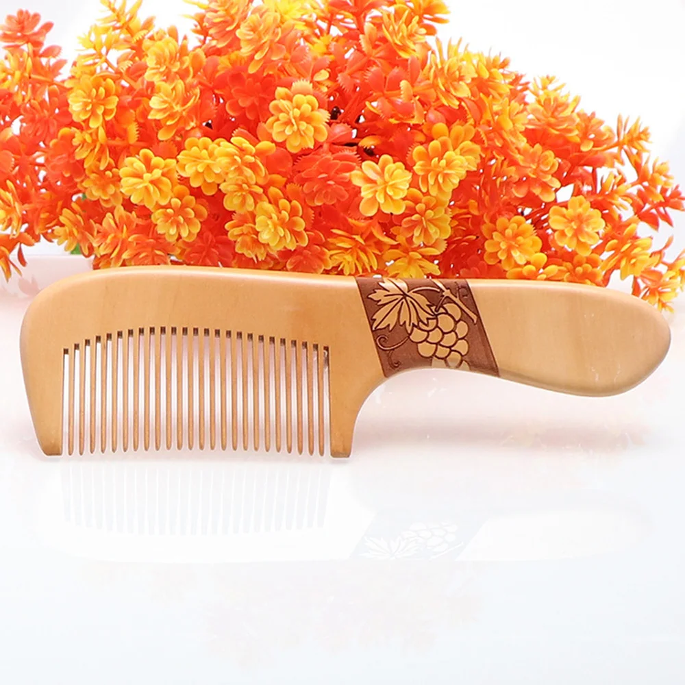 10pcs Carved wooden mahogany comb taomu combs custom anti-static Peach Natural Wooden comb with a handle 188*56*12.5mm PJ96