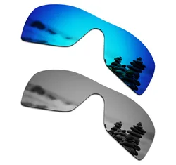 SmartVLT 2 Pieces Polarized Sunglasses Replacement Lenses for Oakley Batwolf Ice Blue and Silver Titanium