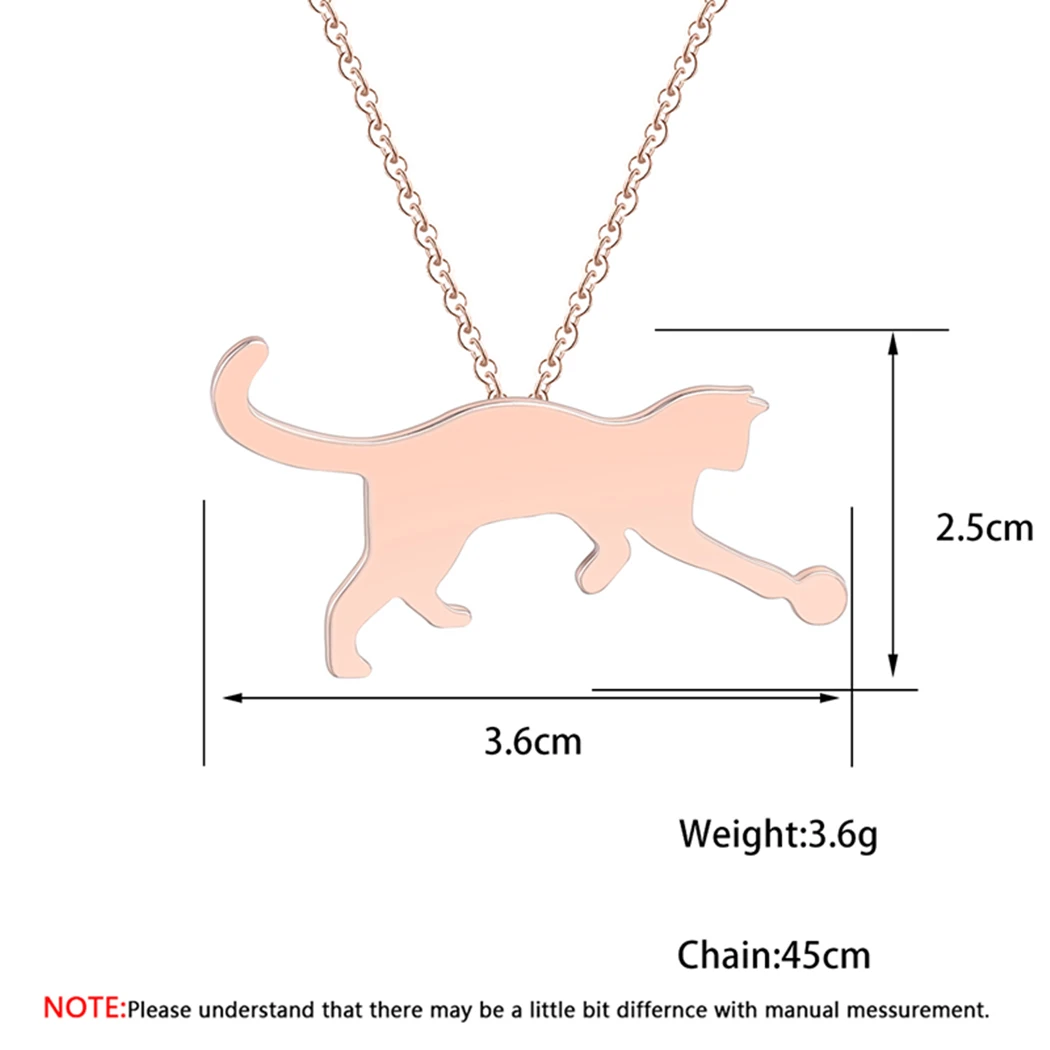 Kinitial Cute Cat/Kitty Playing Ball Pendant & Necklace Gift For Women Girl Gift Fahion Animals Kitten Choker Chain Jewelry