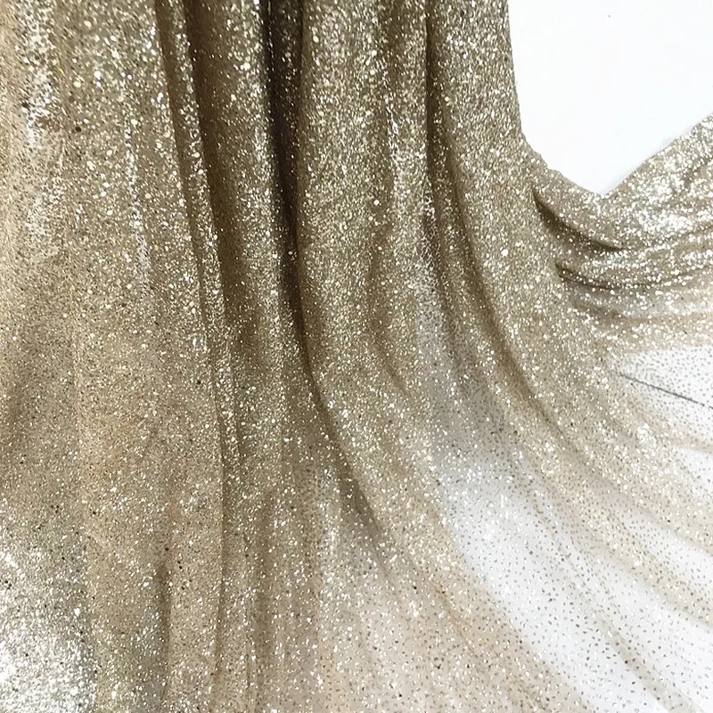 GLace 1M/Lot 8colours bronzed mesh gradient hot gold sequins cloth dress stage wedding dress sequin fabric TX743