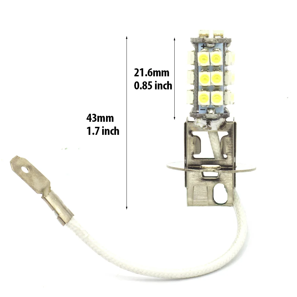 2PCS Car Light H3 LED High Power LED Fog Light Day Running Light 26SMD 3528 Super Bright LED Auto Bulb DC 12V