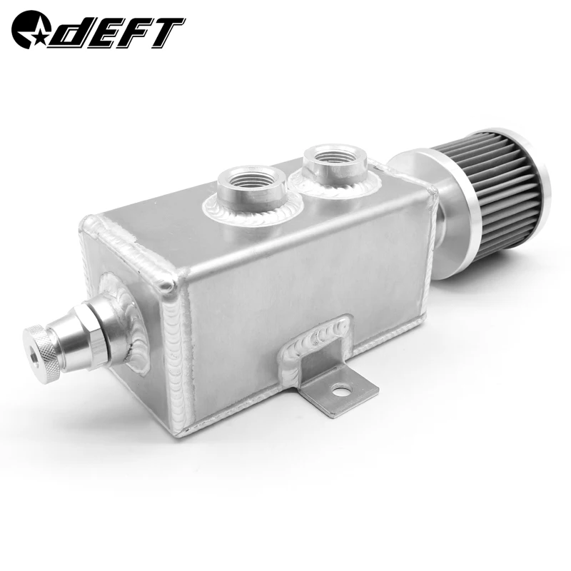 DEFT 1L Universal Car Aluminum Oil Catch Can Reservoir Tank Oil Catch Can Tank With Breather Filter Drain Tap Reservoir Turbo