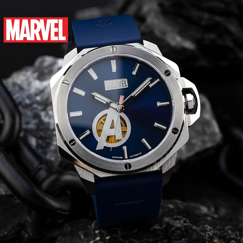 official Genuine MarveL the avengers Automatic mechanical Watch Hollow leather strap stainless steel Limited m-6002 2019