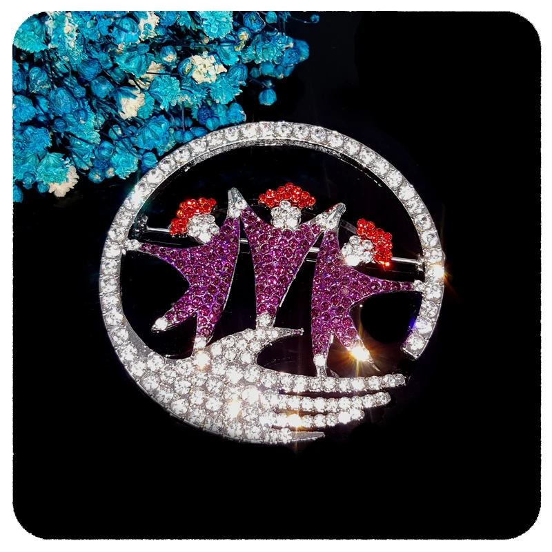 GRANDBLING New Arrival Blingbling Crystal Circle of friends Brooch Pin Jewelry Unique Friendship Gift to Your Friends